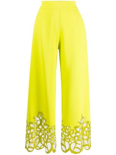 embroidered-detail cropped trousers by ELIE SAAB