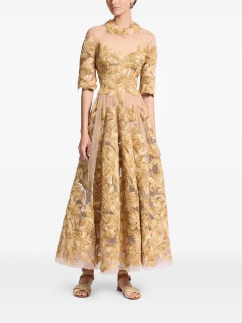 embroidered tulle midi dress by ELIE SAAB