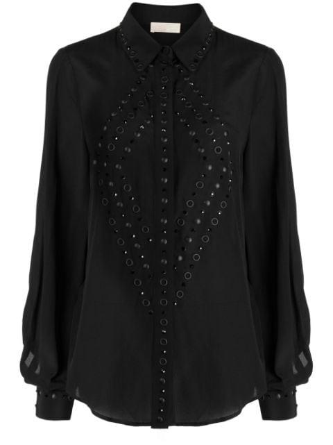 eyelet-embellished silk shirt by ELIE SAAB