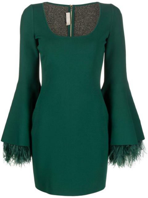 feather-detailed knit dress by ELIE SAAB