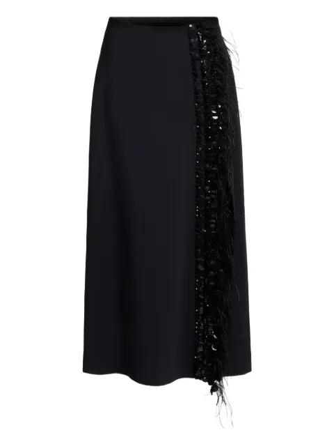 feather-trimmed midi skirt by ELIE SAAB