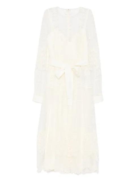 lace belted midi dress by ELIE SAAB