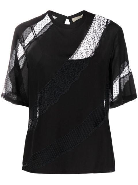 lace-panelled T-shirt by ELIE SAAB