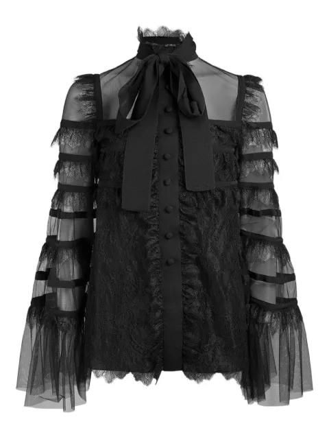 lace-trimmed tulle blouse by ELIE SAAB