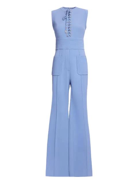 lace-up round-neck jumpsuit by ELIE SAAB