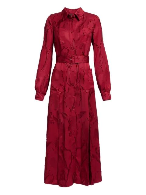 long-sleeve belted midi dress by ELIE SAAB
