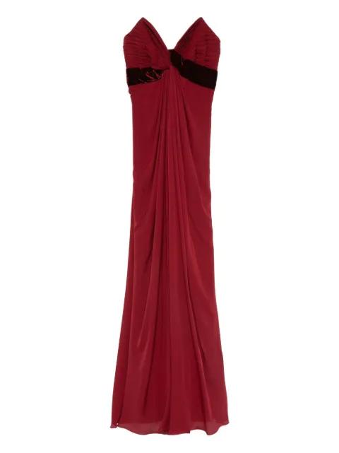pleated velvet-trimmed dress by ELIE SAAB