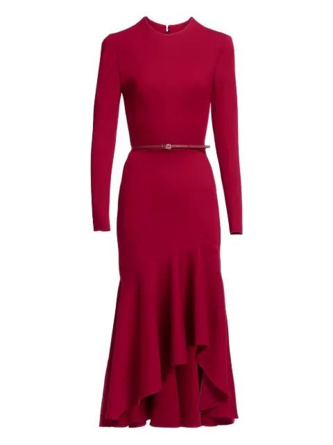 ruffled belted midi dress by ELIE SAAB