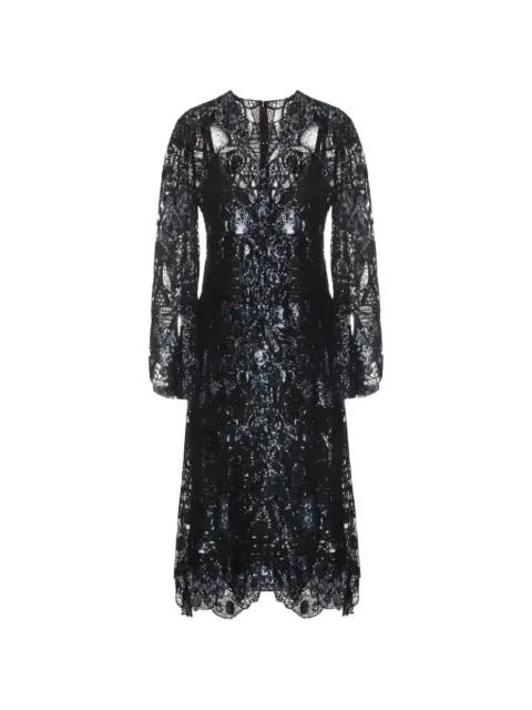 sequin-detail lace midi dress by ELIE SAAB