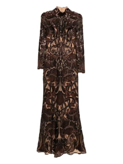 sequin-embellished long-sleeve maxi dress by ELIE SAAB