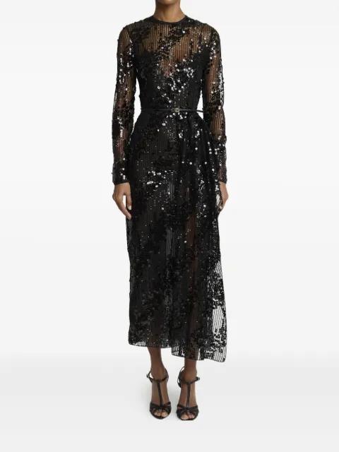 sequined long-sleeve midi dress by ELIE SAAB