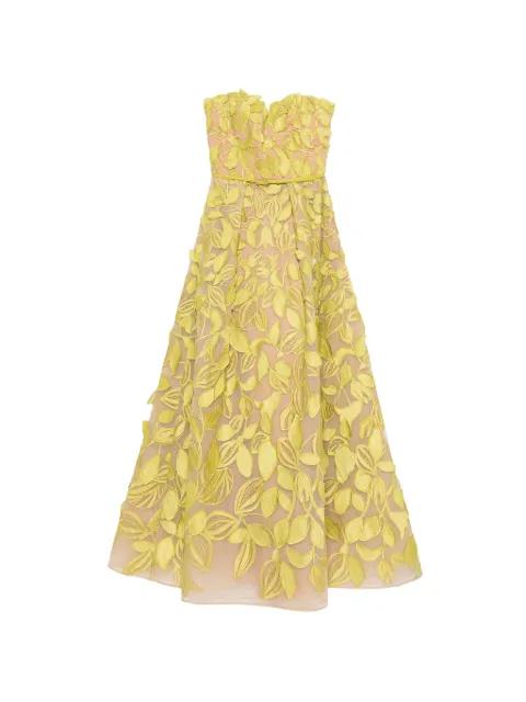 strapless leaf applique dress by ELIE SAAB