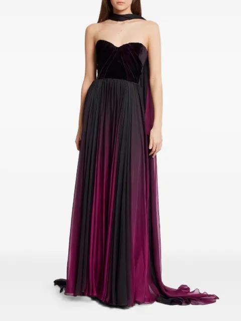 velvet-panel maxi dress by ELIE SAAB