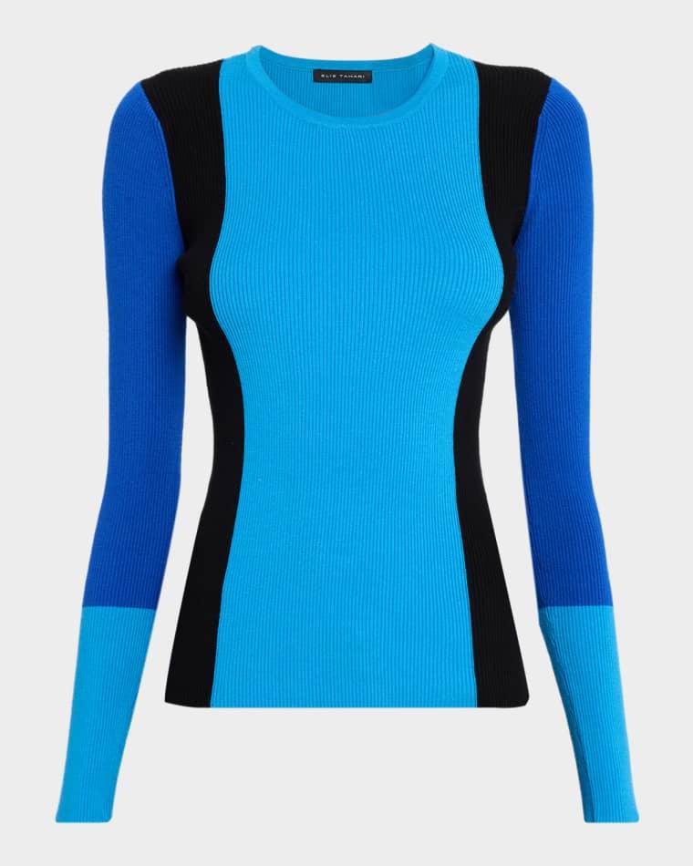 Delia Colorblocked Crewneck Sweater by ELIE TAHARI