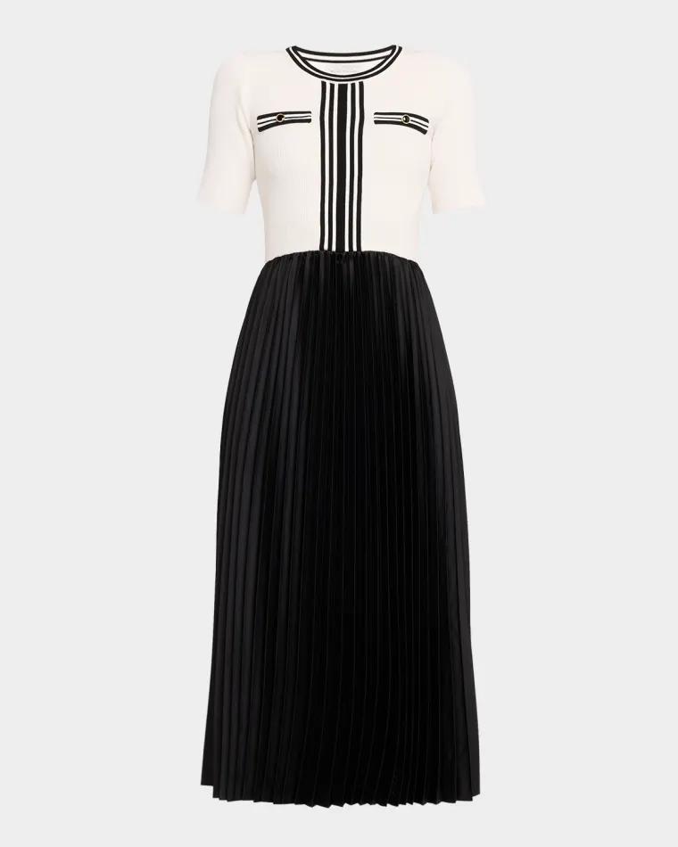 Mave Pleated Rib Knit Midi Dress by ELIE TAHARI