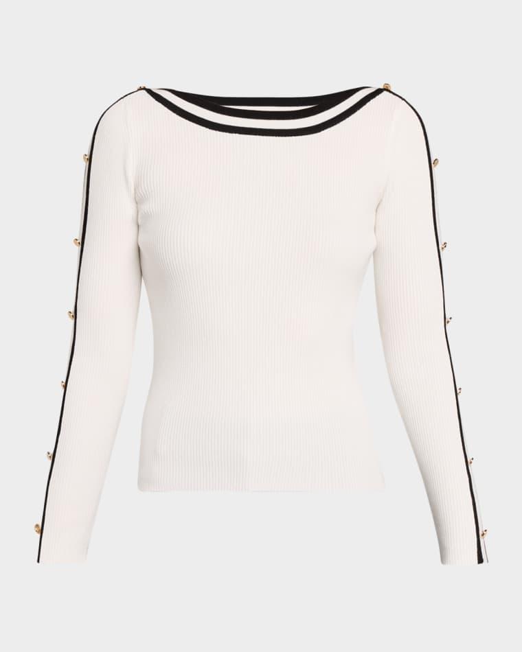 The Abbie Bateau-Neck Rib Knit Sweater by ELIE TAHARI