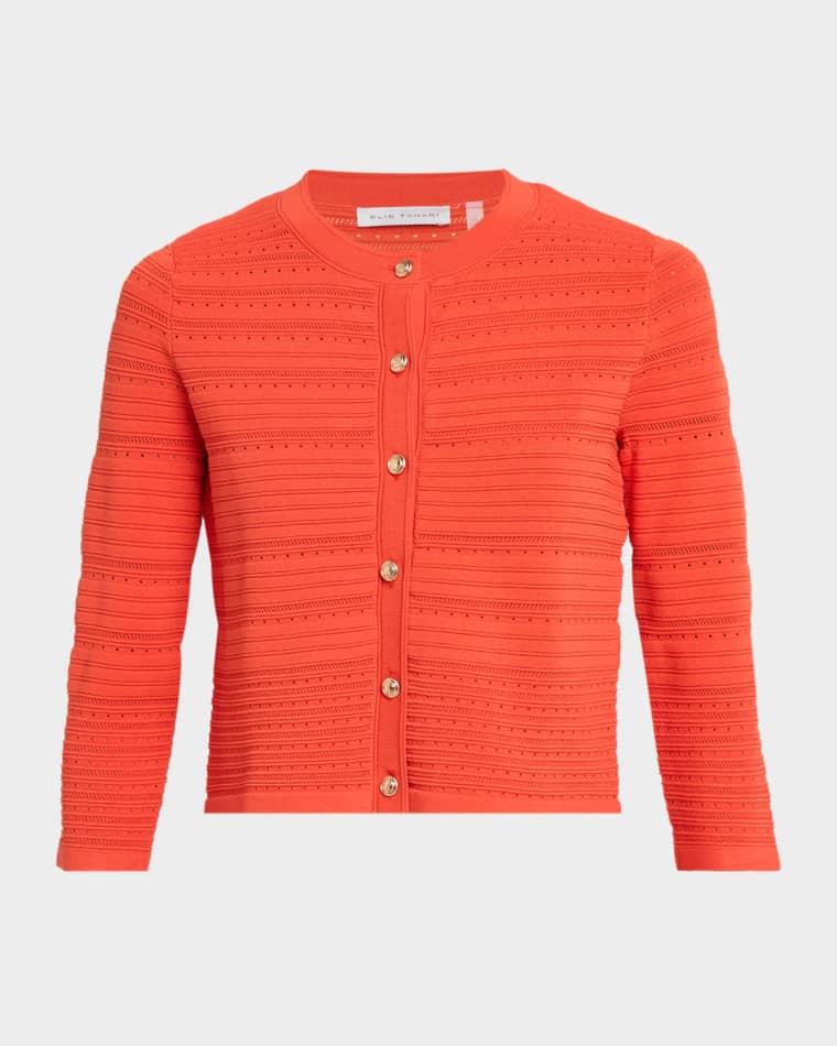 The Alessandra Pointelle Rib Knit Cardigan by ELIE TAHARI