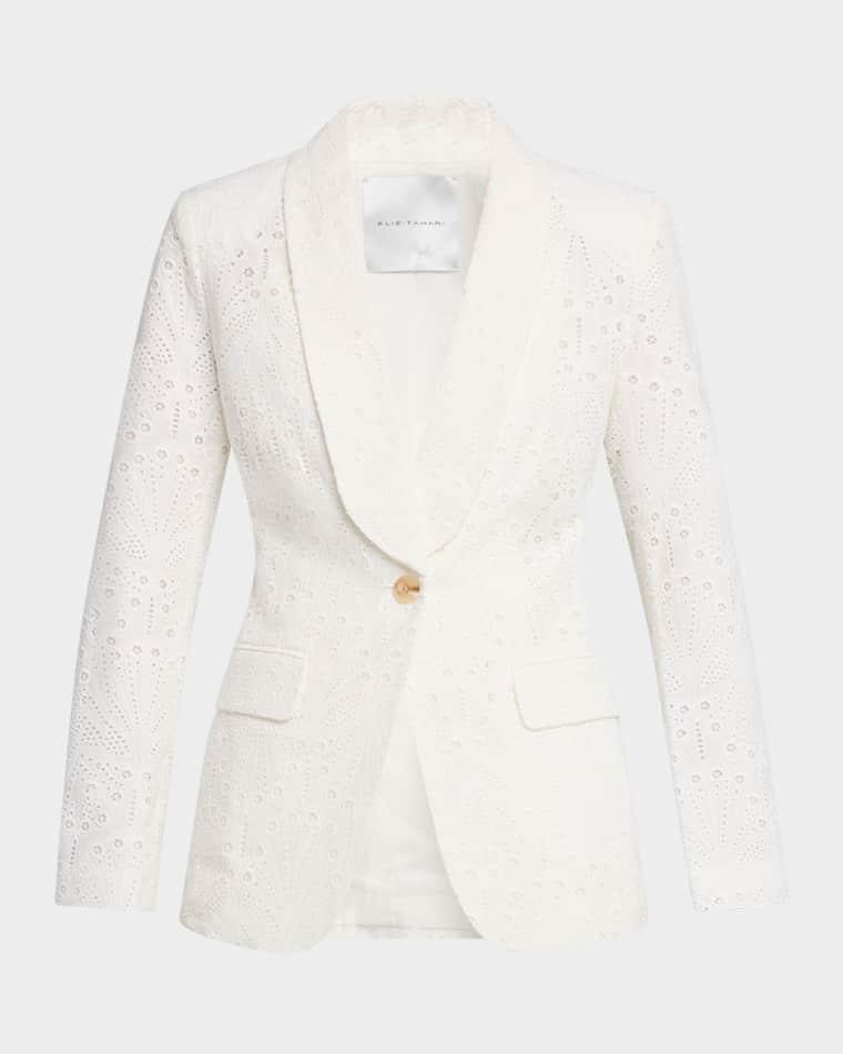 The Aria Single-Button Eyelet Cotton Jacket by ELIE TAHARI