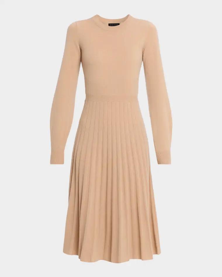 The Aviva Pleated Cashmere Midi Sweater Dress by ELIE TAHARI