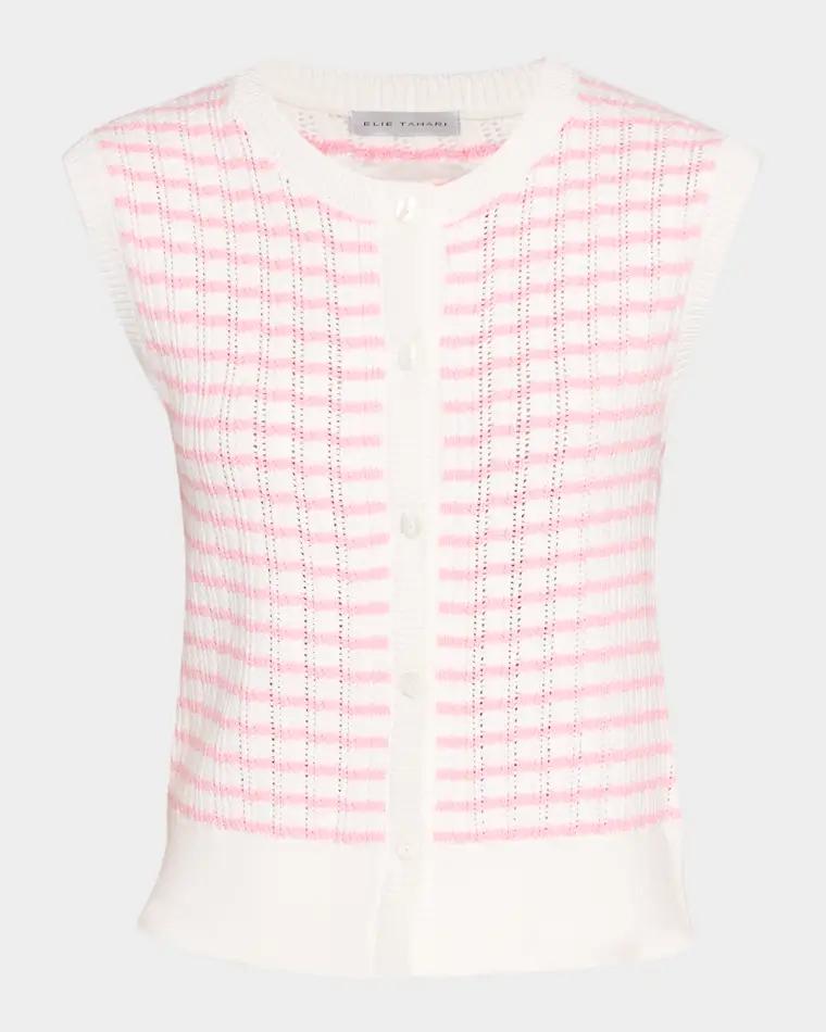 The Dana Sleeveless Striped Sweater by ELIE TAHARI
