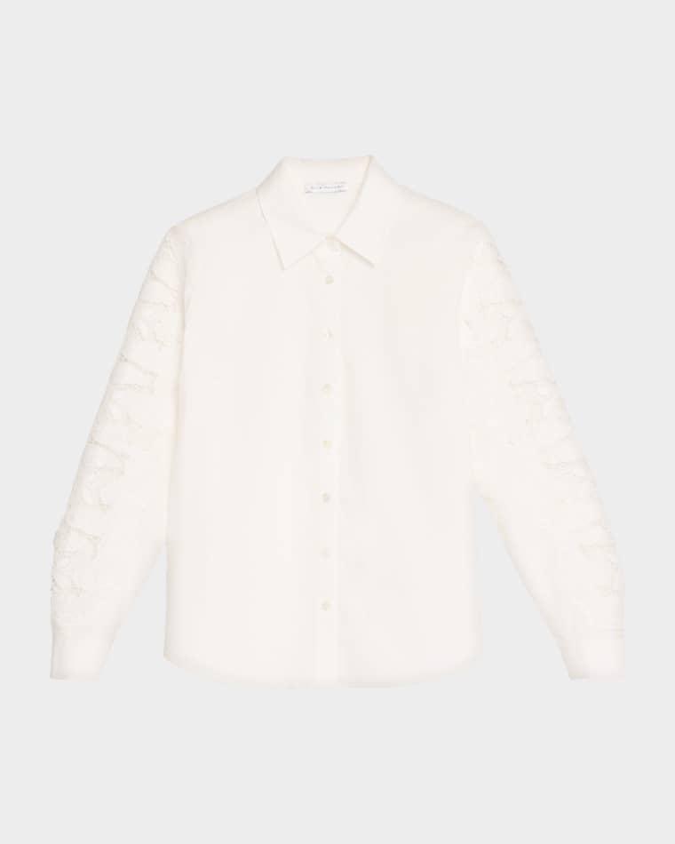 The Dani Butterfly Lace-Sleeve Cotton Blouse by ELIE TAHARI