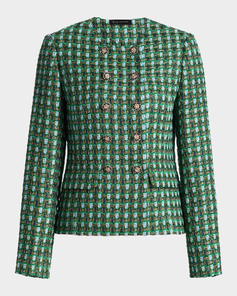 The Eleni Woven Double-Breasted Jacket by ELIE TAHARI