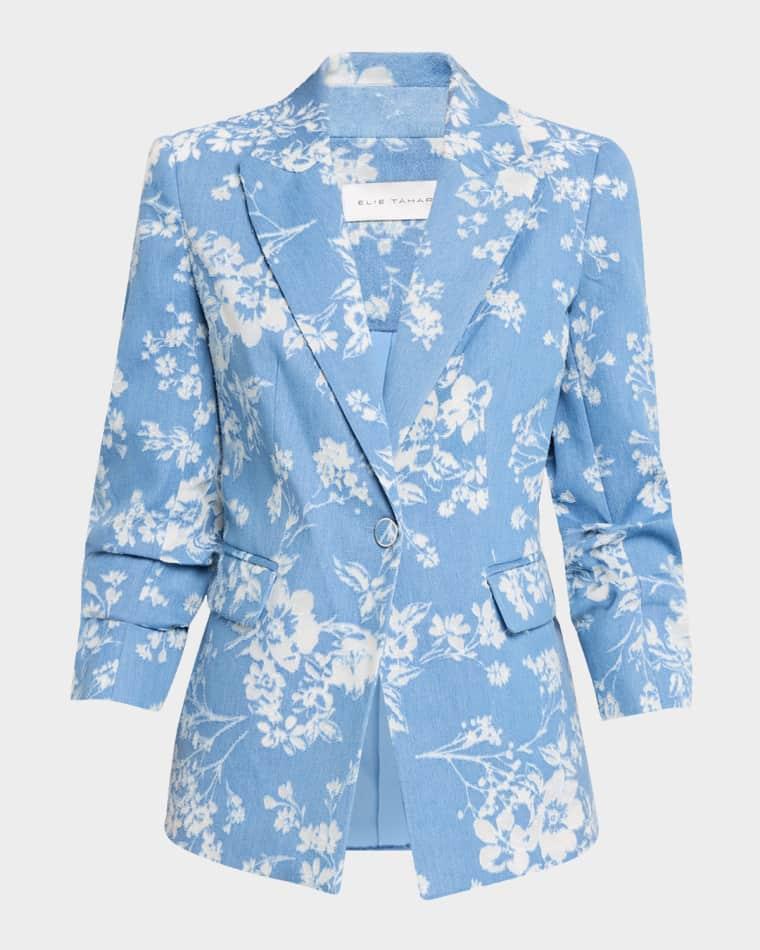 The Gabby Single-Breasted Floral Denim Jacket by ELIE TAHARI