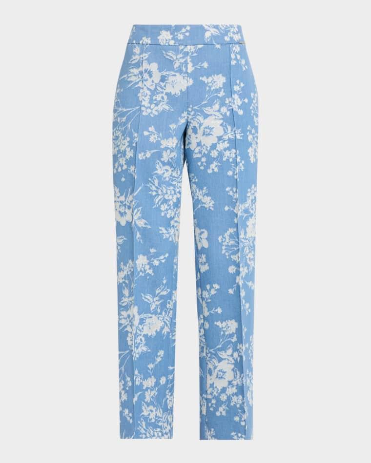The Gabby Straight-Leg Floral Denim Pants by ELIE TAHARI