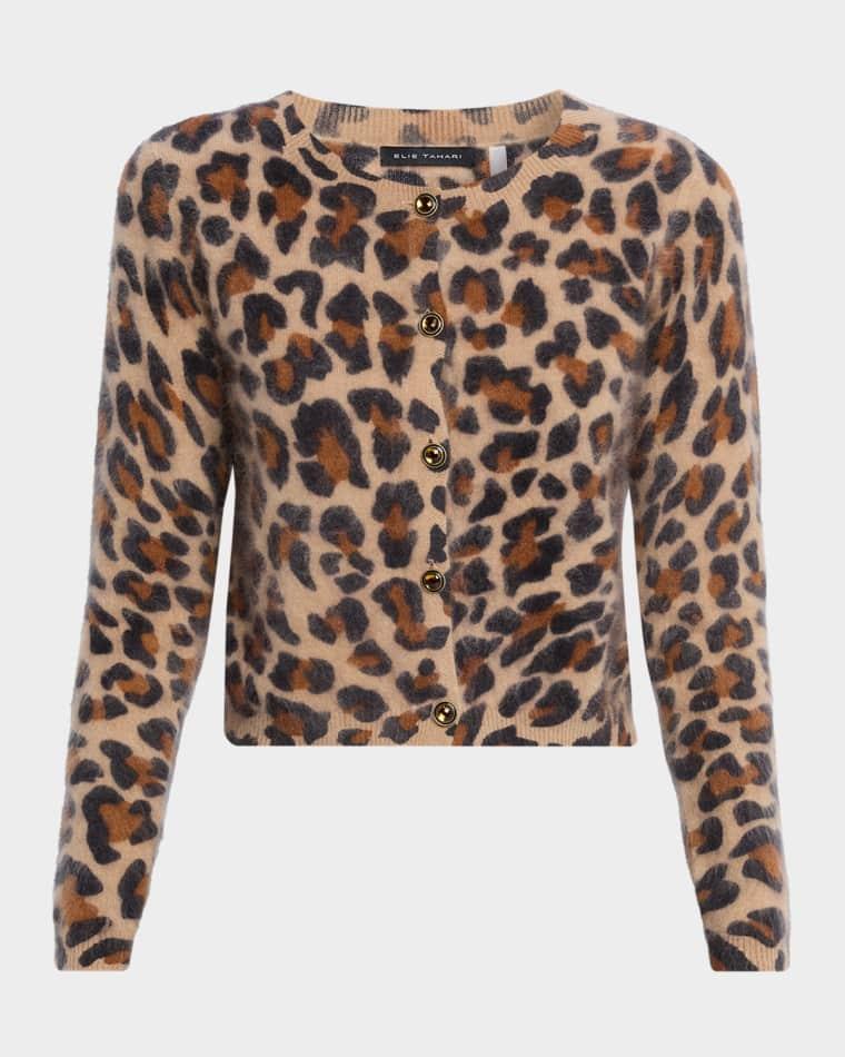 The Jillian Leopard-Print Cashmere Cardigan by ELIE TAHARI
