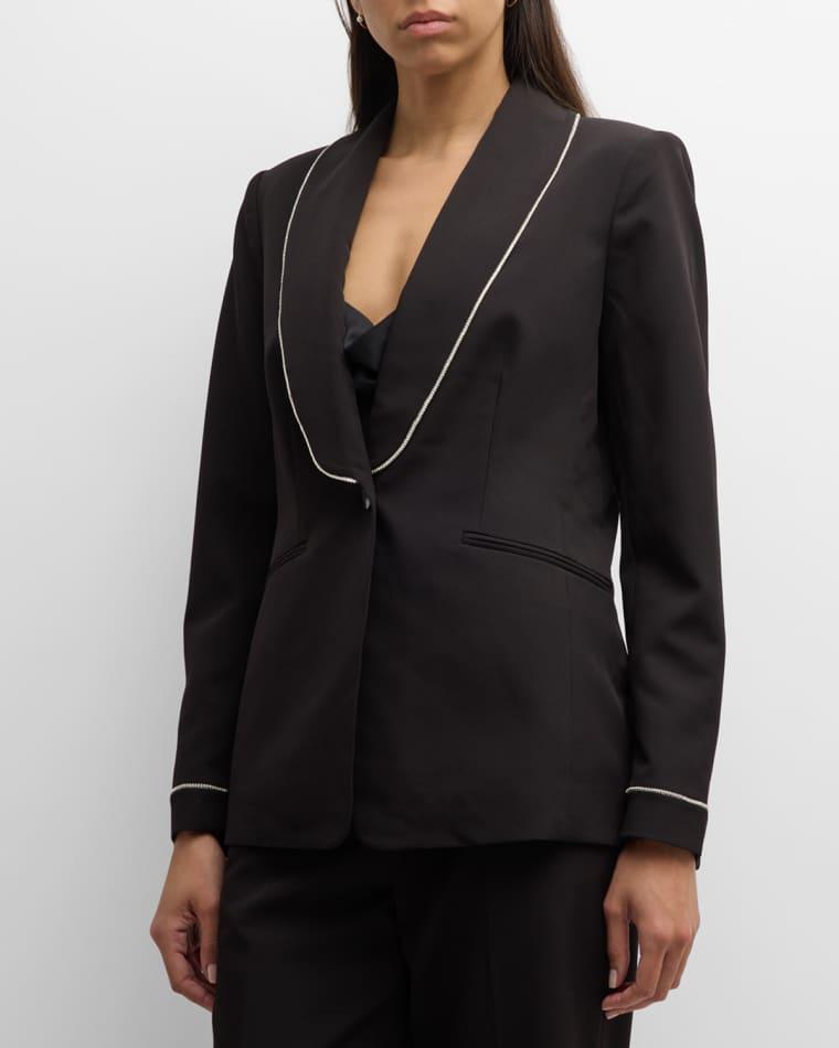 The Lexy Single-Button Rhinestone-Trim Blazer by ELIE TAHARI