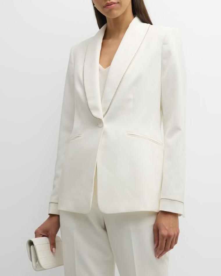 The Lexy Single-Button Rhinestone-Trim Blazer by ELIE TAHARI