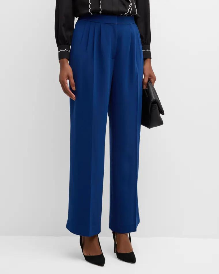 The Rita Pleated Straight-Leg Pants by ELIE TAHARI