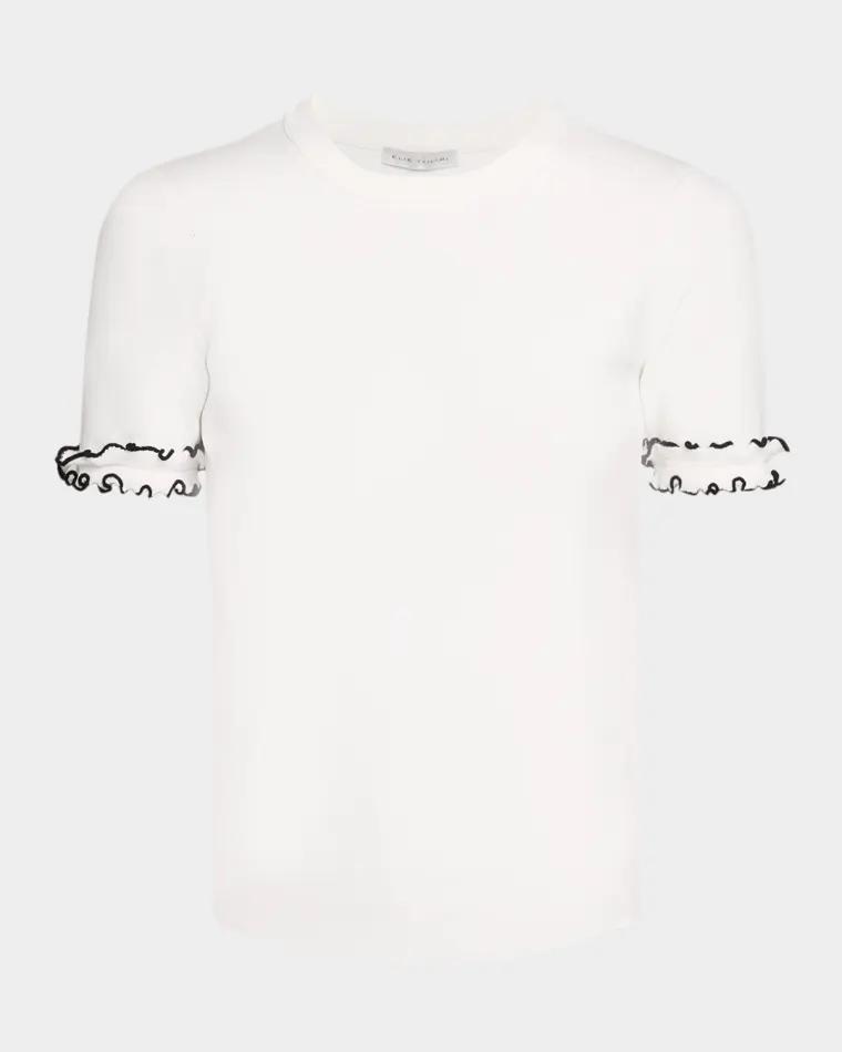 The Rose Ruffle Short-Sleeve Shirt by ELIE TAHARI