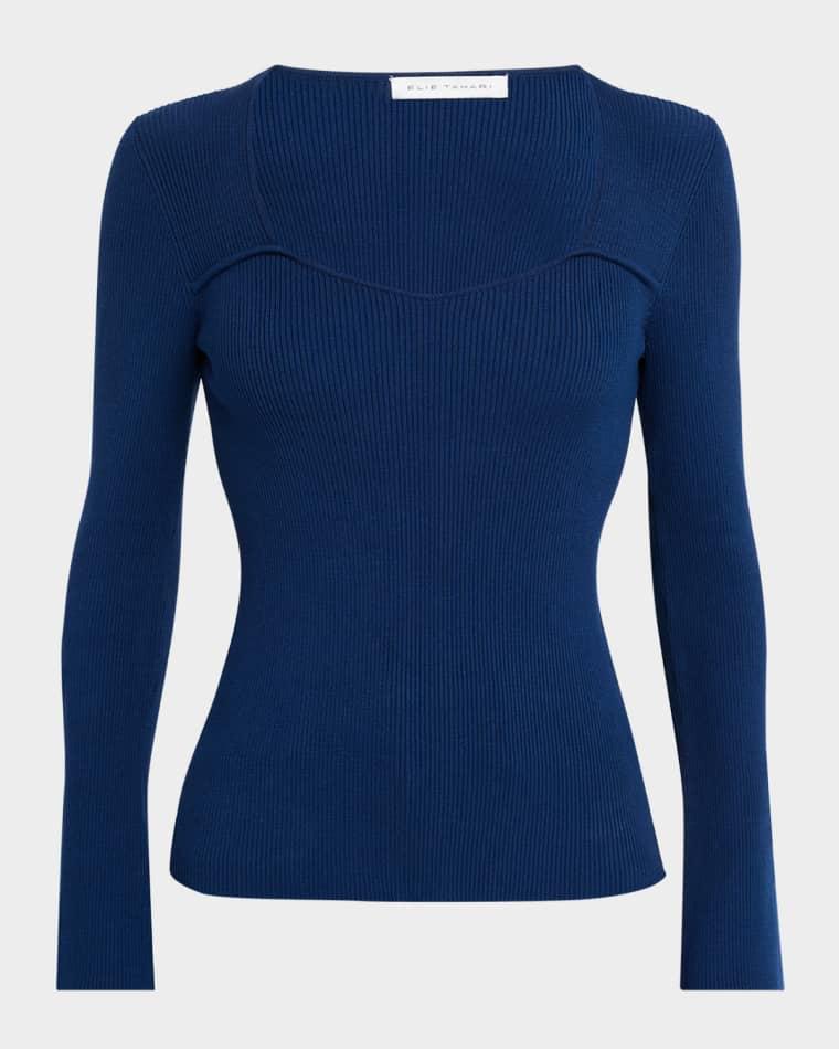 The Sydney Ribbed Sweetheart Sweater by ELIE TAHARI