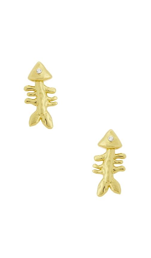 Eliou Sardine And Fishbone Earrings in Metallic Gold by ELIOU