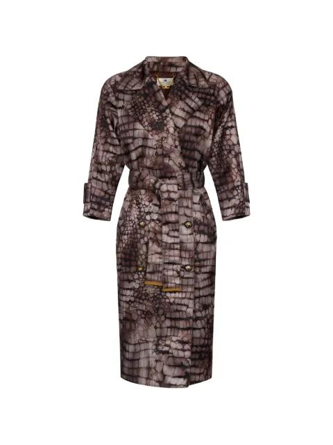 Alligator-print double-breasted trench coat by ELISABETTA FRANCHI