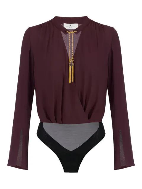 Georgette jewel-detail bodysuit by ELISABETTA FRANCHI