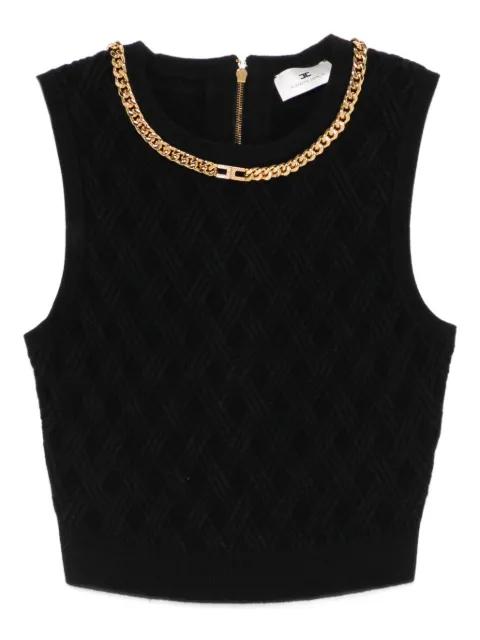 chain-embellished diamond-pattern crop top by ELISABETTA FRANCHI