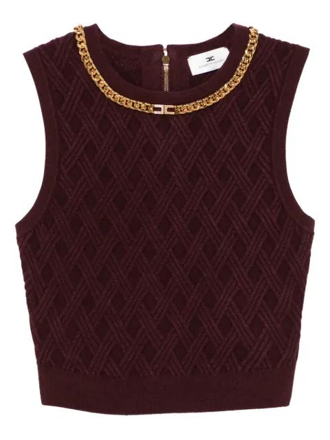 chain-embellished diamond-pattern crop top by ELISABETTA FRANCHI