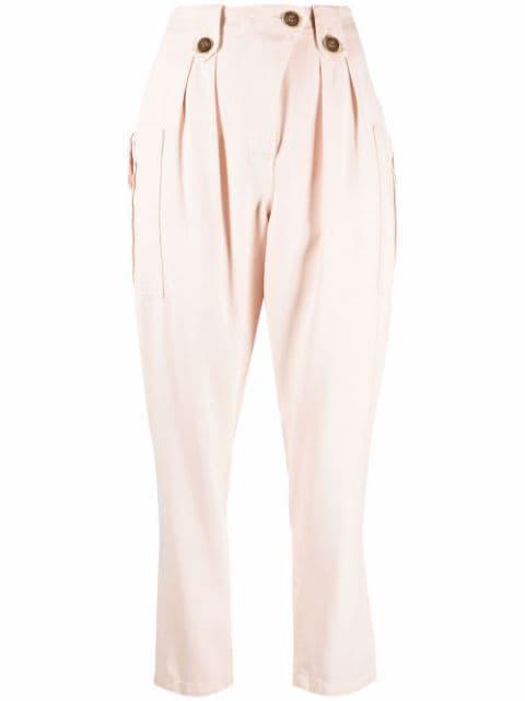 cropped tapered-leg button-detail trousers by ELISABETTA FRANCHI