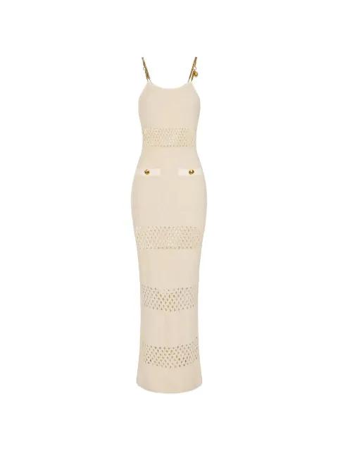 cut-out chain bouclé maxi dress by ELISABETTA FRANCHI