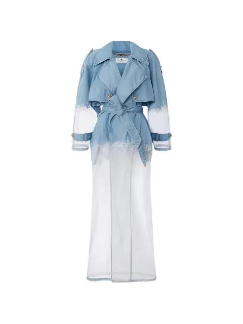 denim organza trench coat by ELISABETTA FRANCHI