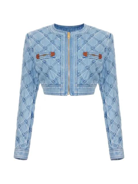 diamond horsebit denim cropped jacket by ELISABETTA FRANCHI