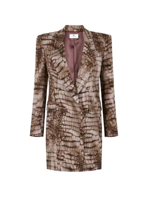 double-breasted alligator-print mini dress by ELISABETTA FRANCHI