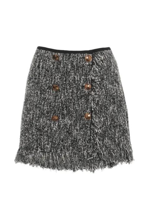 double-breasted frayed mini skirt by ELISABETTA FRANCHI