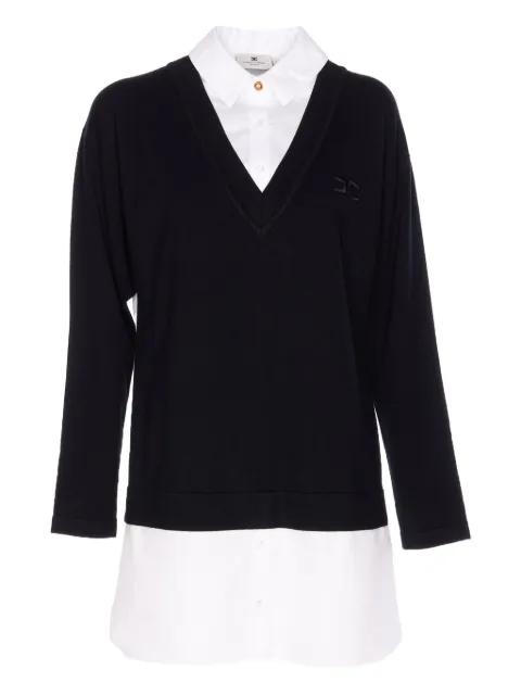 embroidered-logo V-neck mini day dress by ELISABETTA FRANCHI