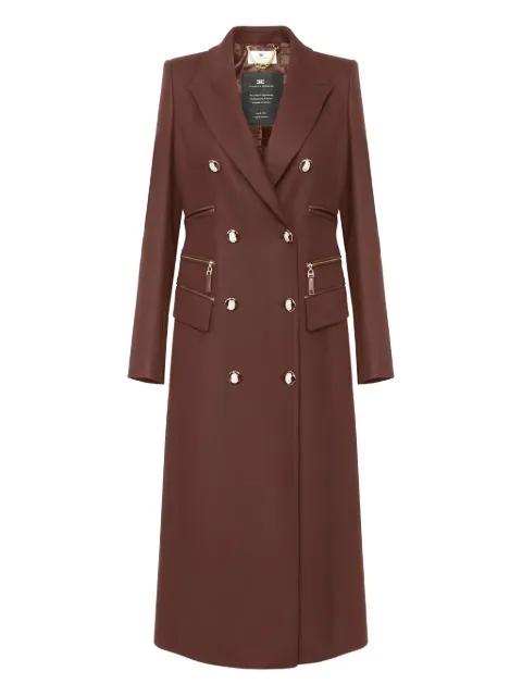 enamelled-button double-breasted coat by ELISABETTA FRANCHI