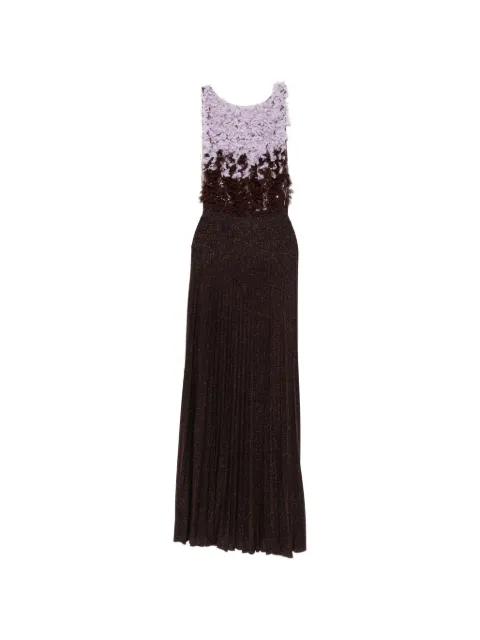floral-appliqué pleated maxi dress by ELISABETTA FRANCHI