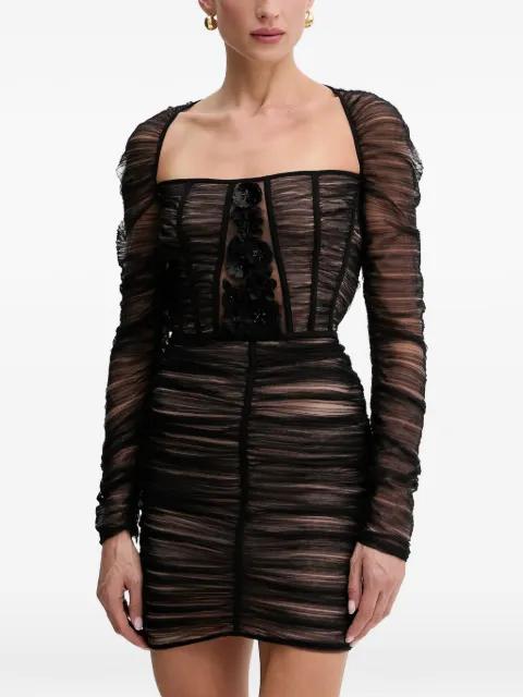 floral-appliqué ruched mini dress by ELISABETTA FRANCHI