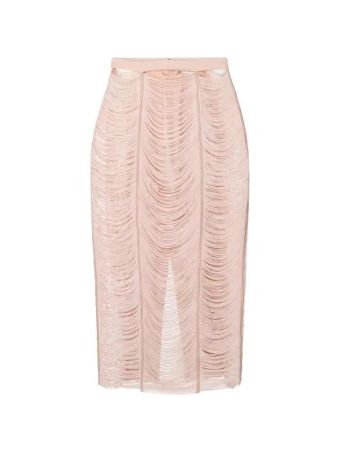 fringe textured midi skirt by ELISABETTA FRANCHI